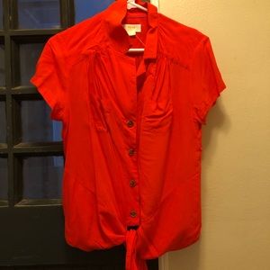 Anthropologie Maeve brand red tie front top
